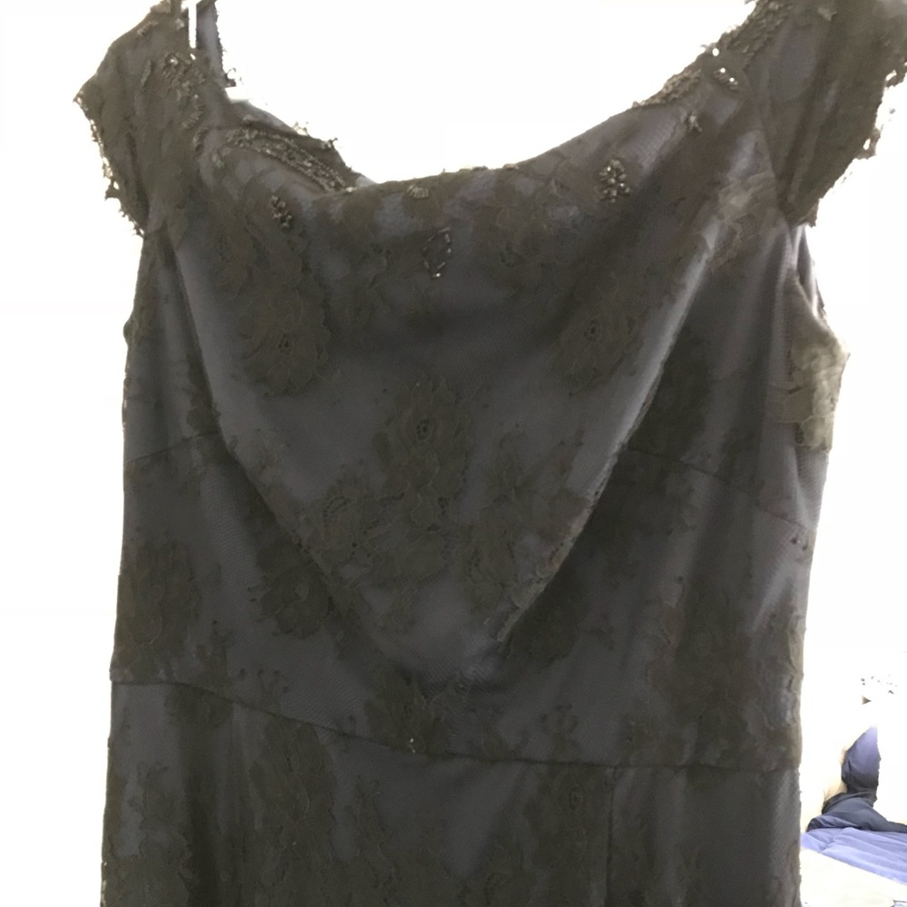 Gorgeous long gown with lace and beading.